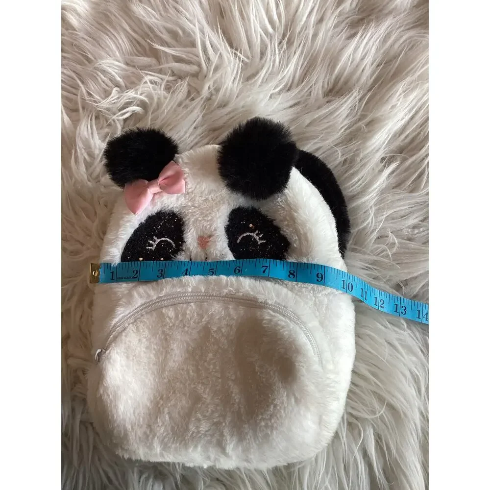 Claire's Club Plush Panda Small Backpack‎ Minimalist White Black - Picture 9 of 10